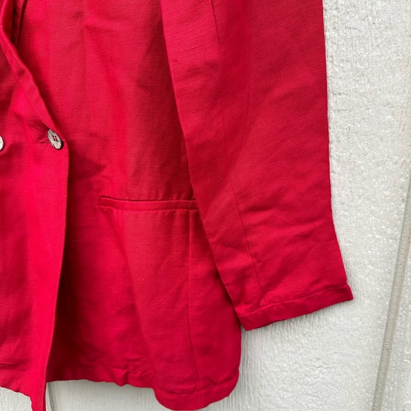 MNG Casual Linen Red Blazer Oversized Size XXS - Picture 2 of 5